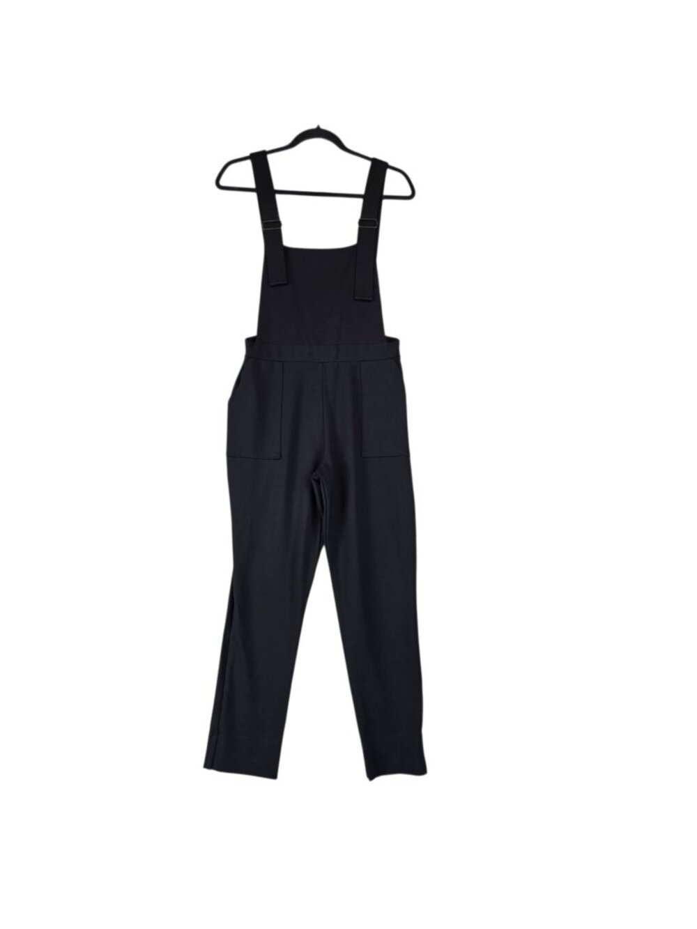 Black Milk Overalls Womens M Black Knit Square Neck Bib Pockets Stretch Slim Leg